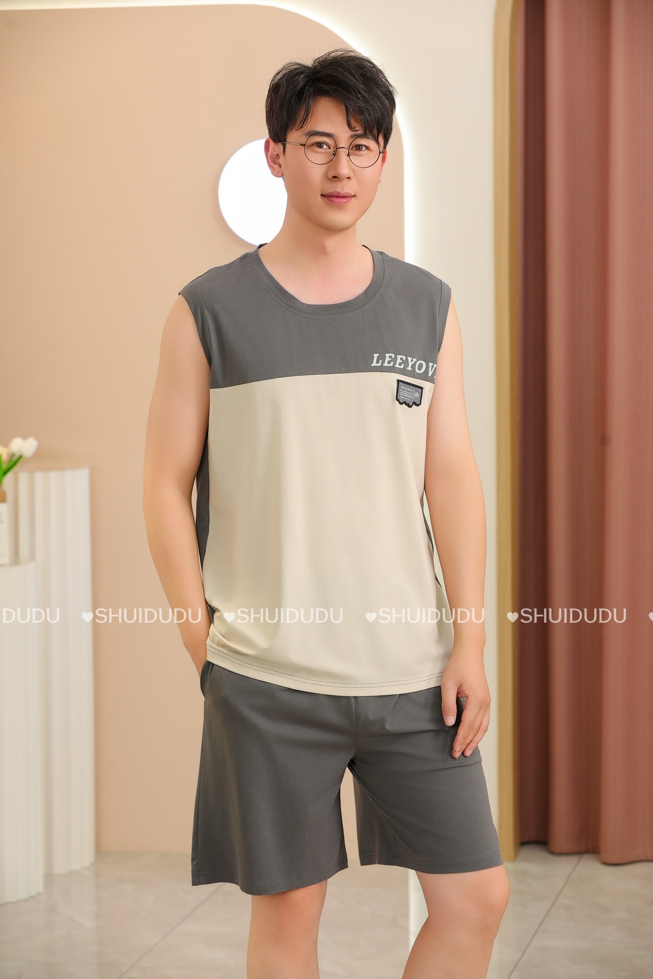 美梦依人背心短裤男套4173
