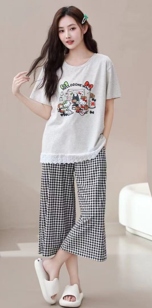 美梦依人半袖八分裤女套装25401