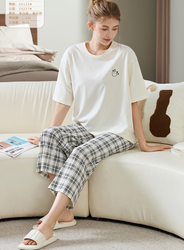 美梦依人半袖长裤休闲情侣女套装25227