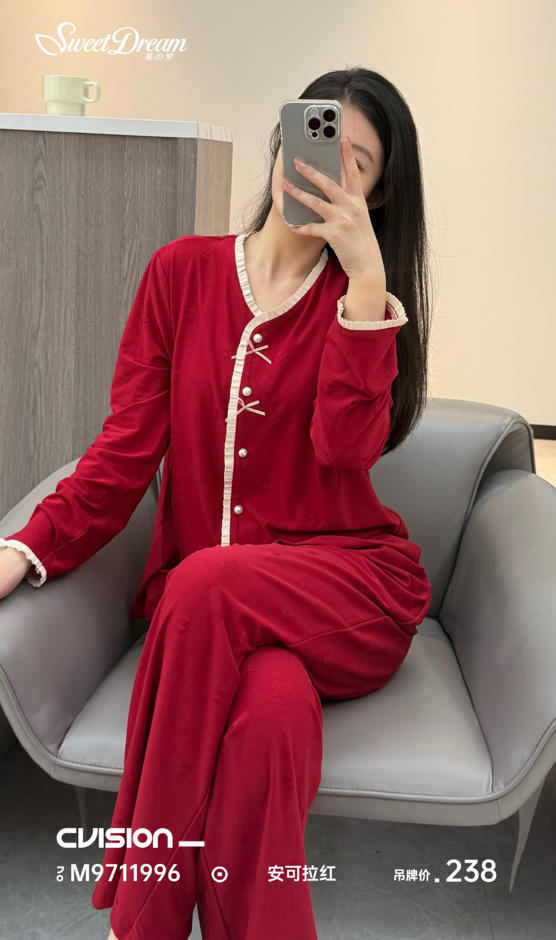 美之梦棉氨安可拉红女套装9711996